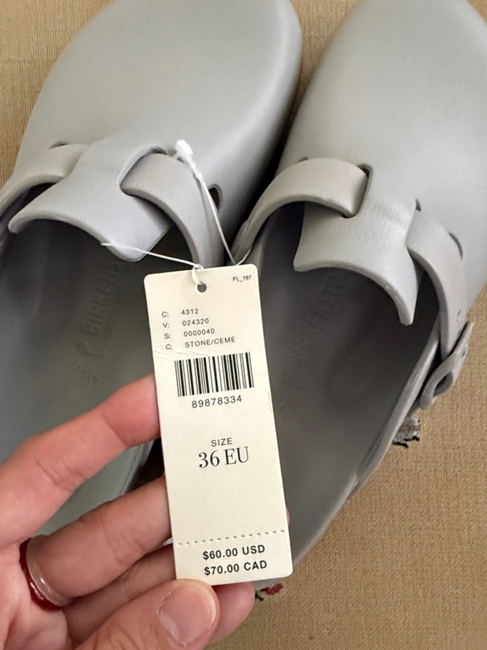 NWT BIRKENSTOCK EVA Boston Essentials, Stone Coin, size 36 - Picture 6 of 6